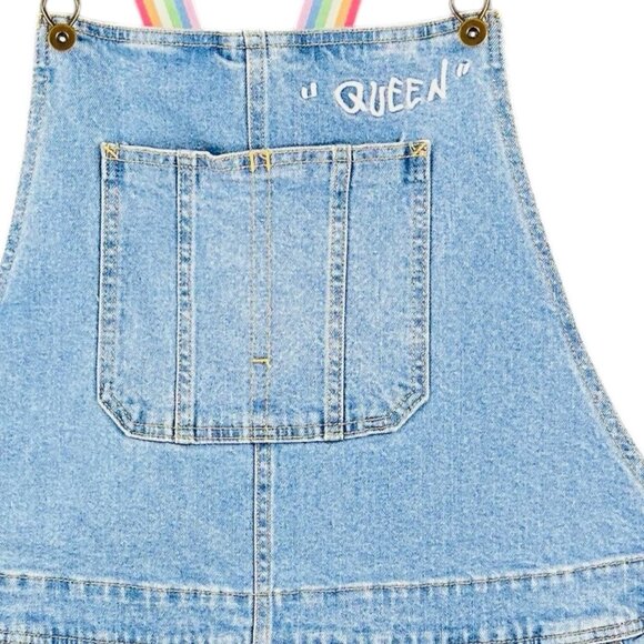 NWT Takepride Women's Blue Rainbow Queen Stretch Denim Shortalls Overalls Sz XXL - Picture 7 of 12